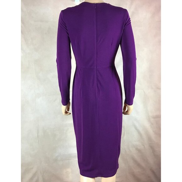 London Times Center Front Twist Sheath Dress Purple Size 2 - Picture 5 of 6